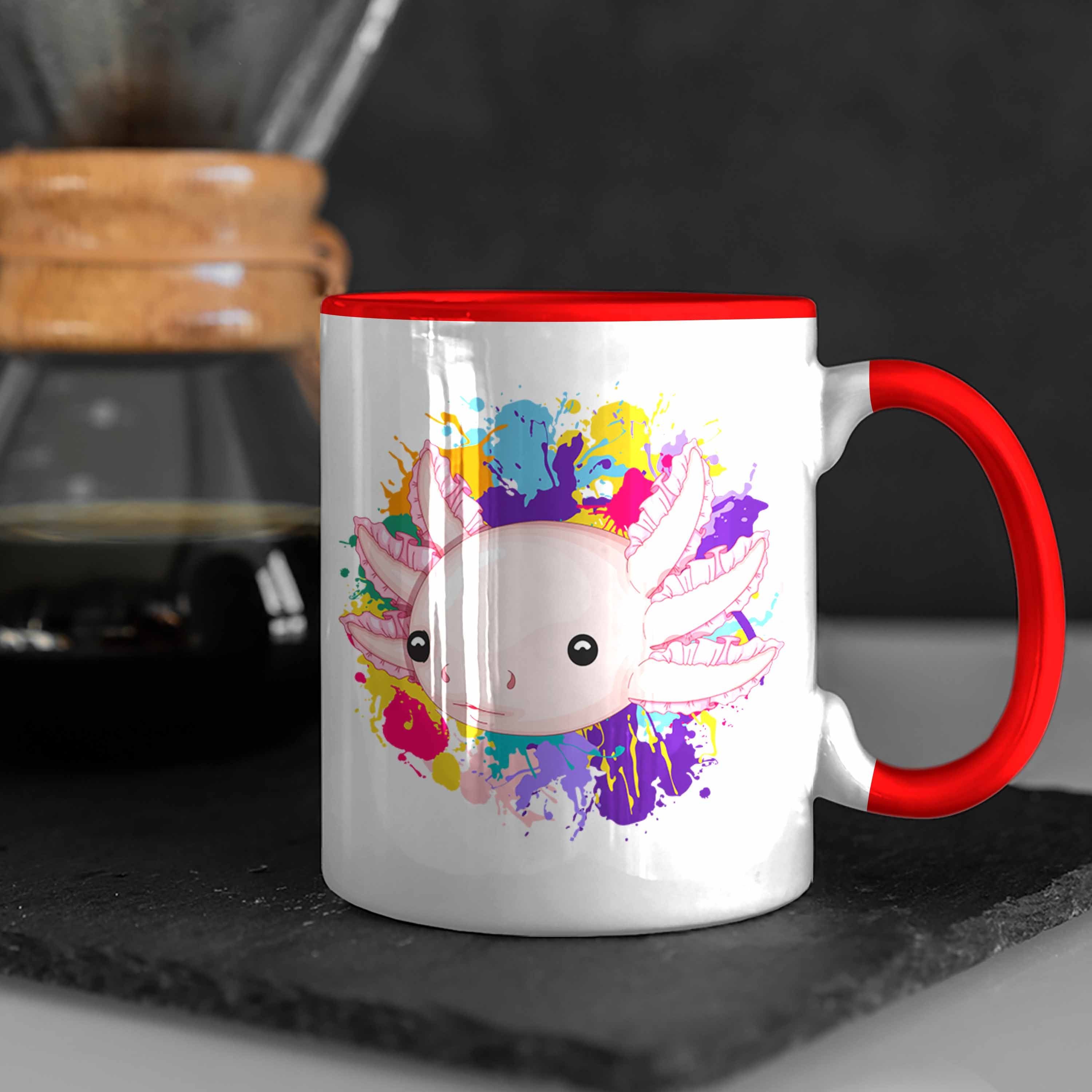 Geschenk Tasse Trendation für Rot Schwanz-Lur Gamer Axolotl Tasse Schwanzlurch Geschenkidee