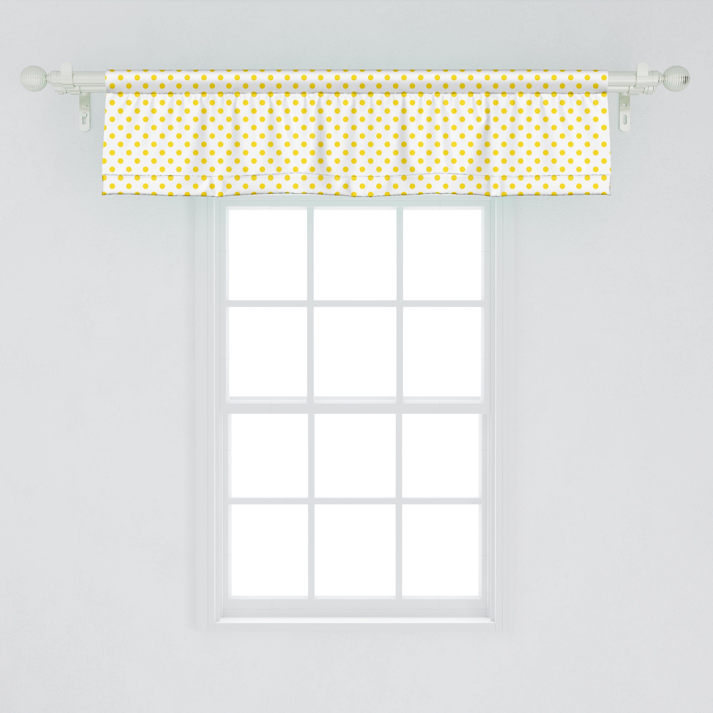 Scheibengardine Vorhang Volant für Retro Yellow Küche Picknick mit Abakuhaus, Spots Dekor Schlafzimmer Stangentasche, Microfaser