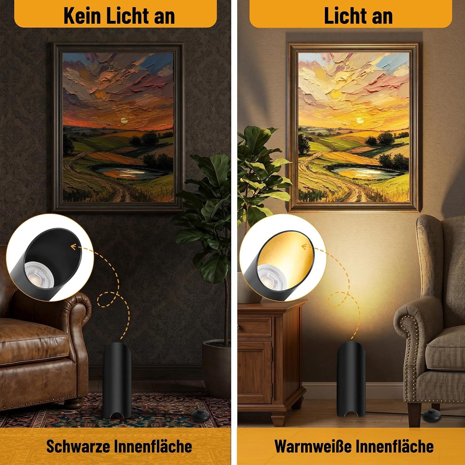 FELIXLEO LED Gartenstrahler LED Bodenstrahler Innen 3000K 7W GU10 Schwarz 1 Stück – Bild 3 von 5