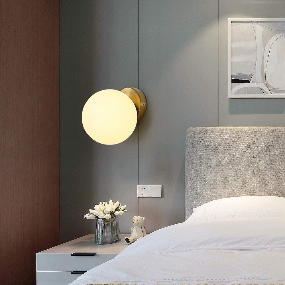 Riserva Deckenleuchten Glaskugel Wandleuchte Innen E27 Gold, Wandlampe für Flur