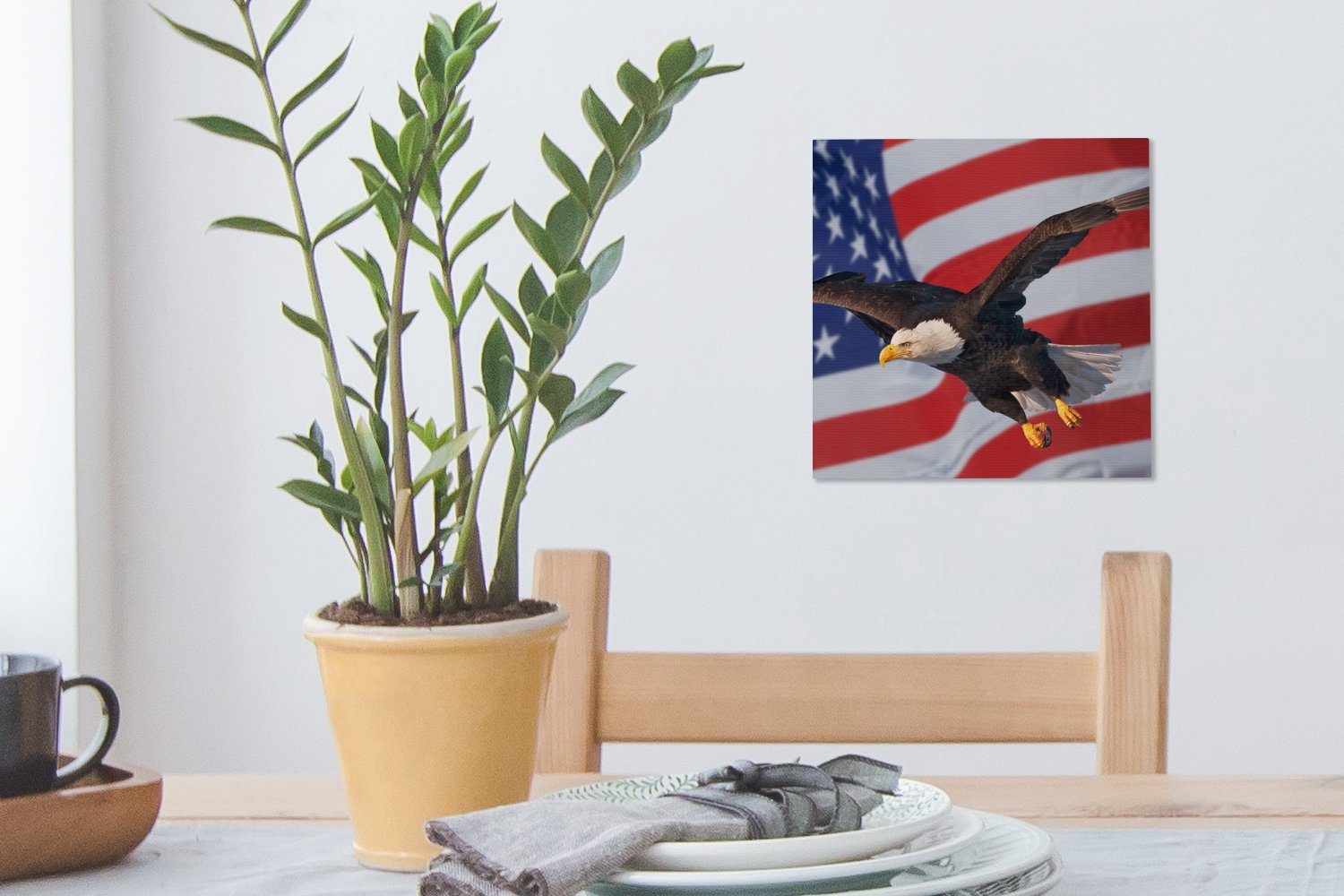 OneMillionCanvasses® Leinwandbild Amerikanischer Weißkopfseeadler Schlafzimmer Wohnzimmer amerikanischen (1 vor St), Bilder für Flagge, Leinwand der