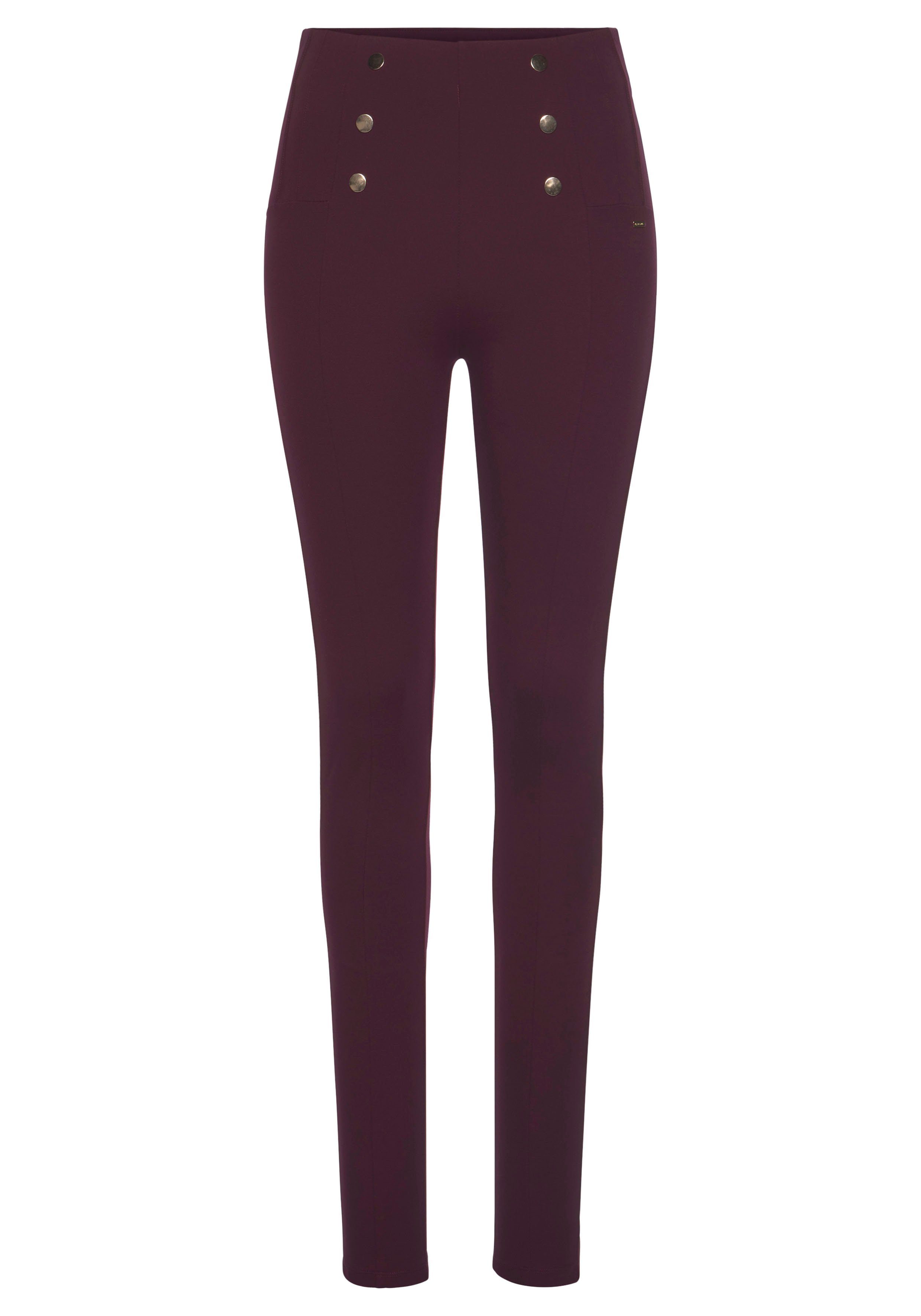 Zierknöpfen weinrot Leggings LASCANA Highwaist mit