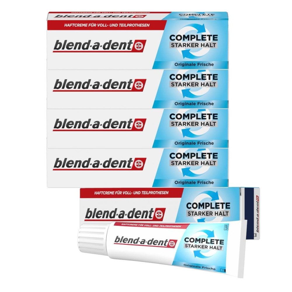 blend-a-dent Zahnpflege-Set Complete Original Haftcreme für Voll- & Teilprothesen - 5 x 47g, 5-tlg.