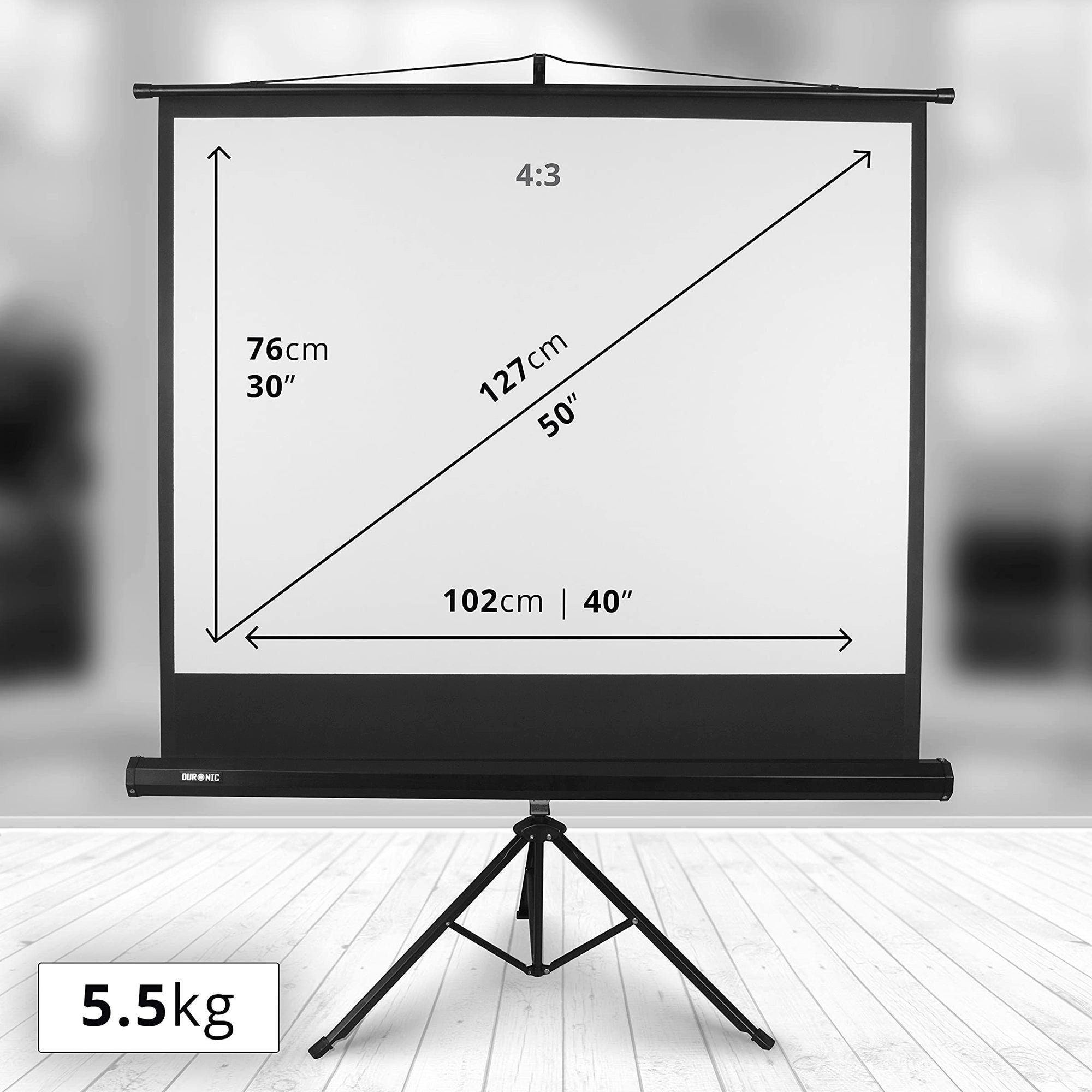 Duronic Stativleinwand (TPS50 Leinwand, 50" Stativleinwand, Beamerleinwand mit 102 x 76 cm)