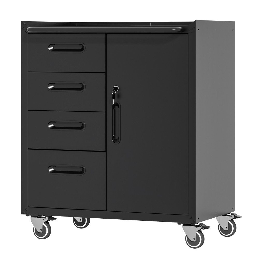 BBWL Werkzeugschrank mit Schubladen Schwerlast Stahl Garagenschrank Organizer 75x42x88 cm Metall Werkzeugschrank rollbar abschließbar