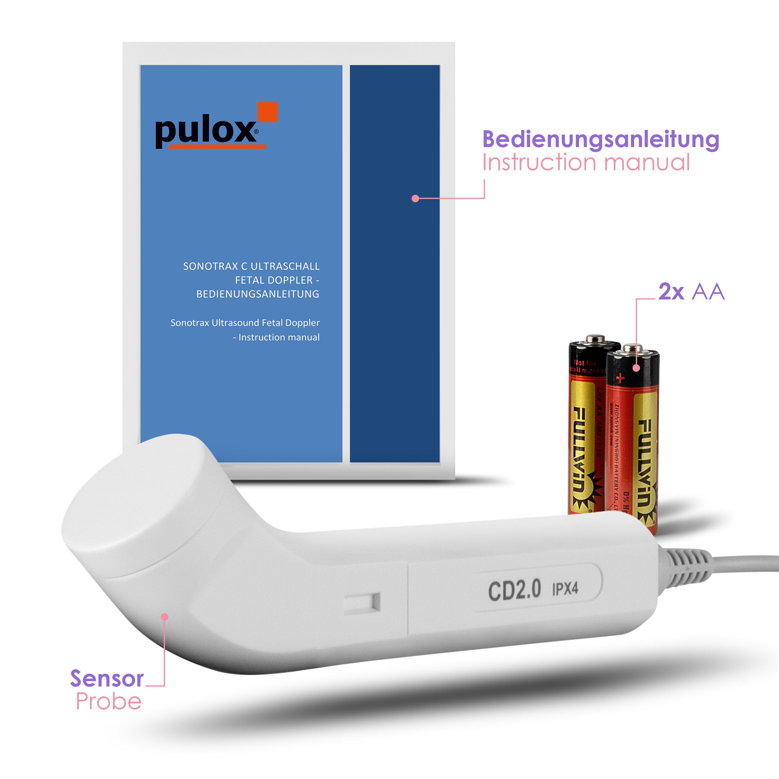 pulox Baby Monitor Sonotrax C - Ultrasound Fetal Doppler with Speaker & TFT Display