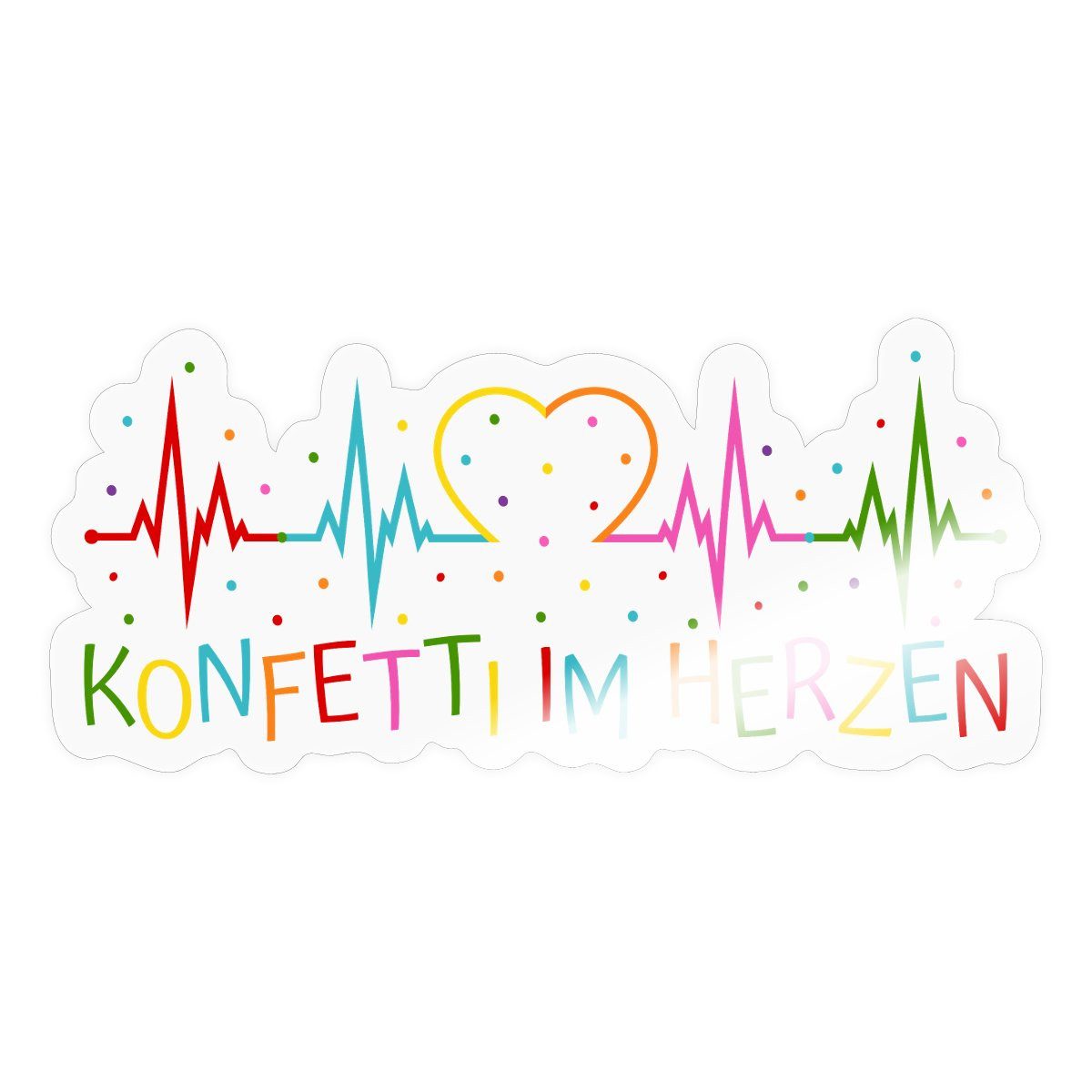Spreadshirt Aufkleber Konfetti im Herzen Herzschlag Herz EKG Karneval Sticker Aufkleber