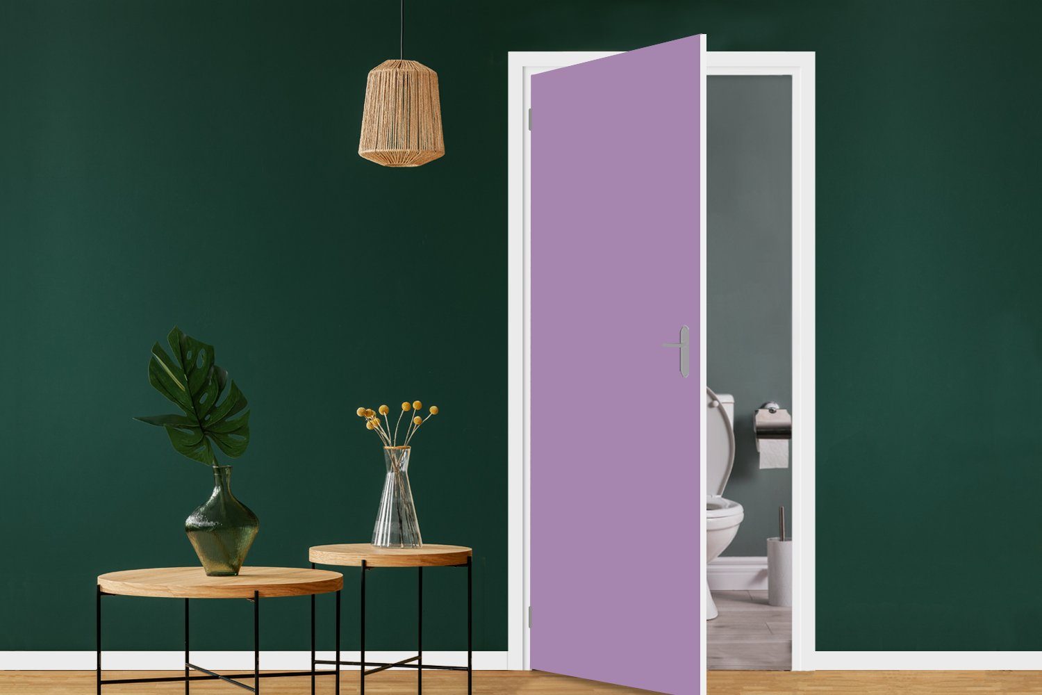 Farbe Tür, 75x205 Türaufkleber, Einfarbig, - St), Violett - bedruckt, MuchoWow - cm Matt, für Fototapete Türtapete Innenbereich Farben (1 -