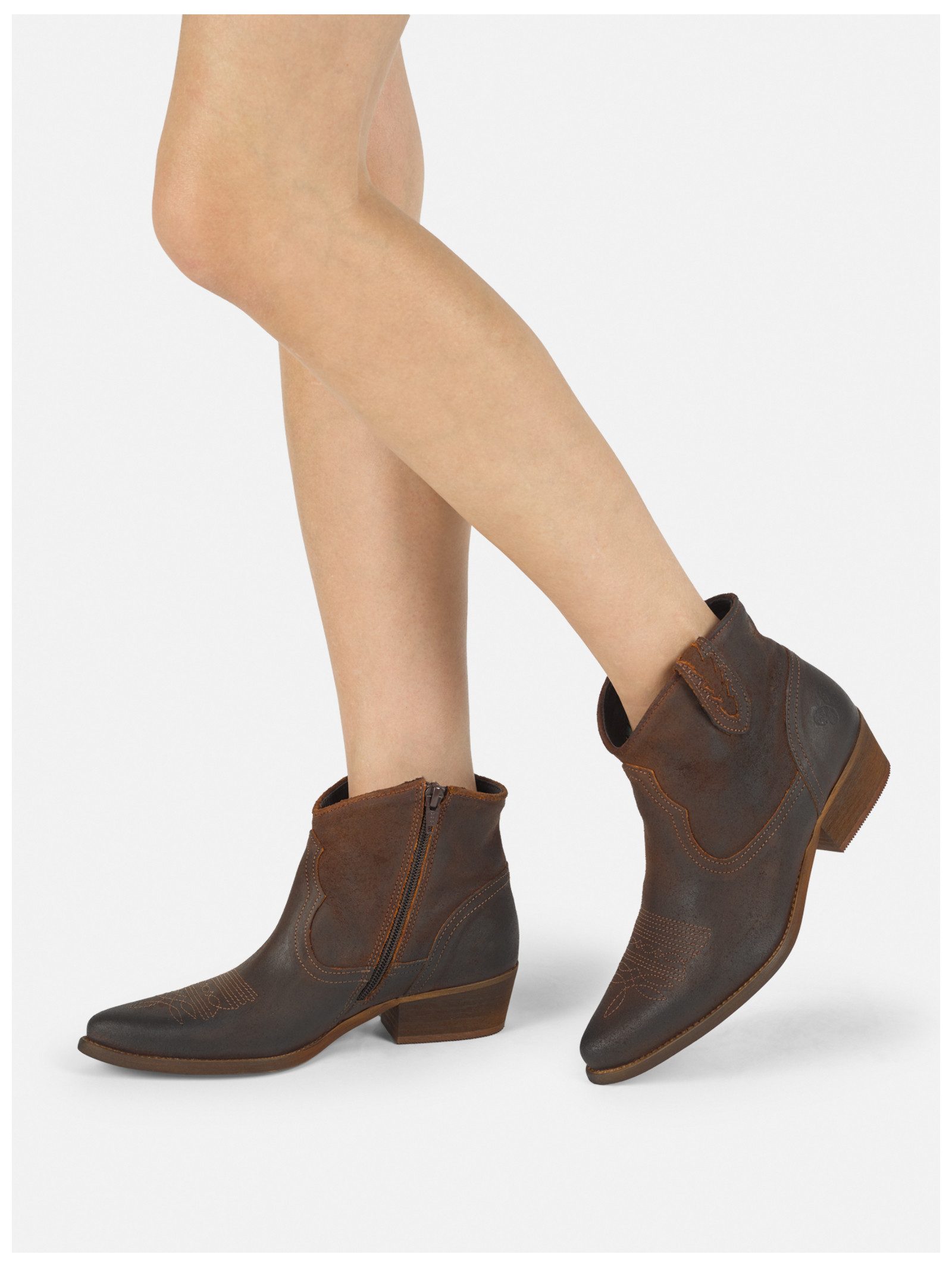 Felmini Stiefelette Veloursleder . Cowboy Stiefelette