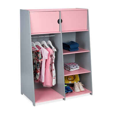 relaxdays Kinderkleiderschrank Kindergarderobe mit Fächern