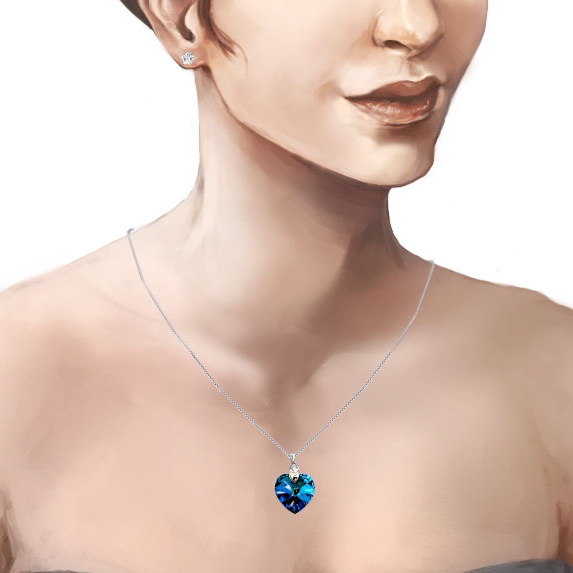 Schöner-SD Herzkette Halskette Kristall Anhänger Herz 18mm (inkl. Schmuckbo günstig online kaufen