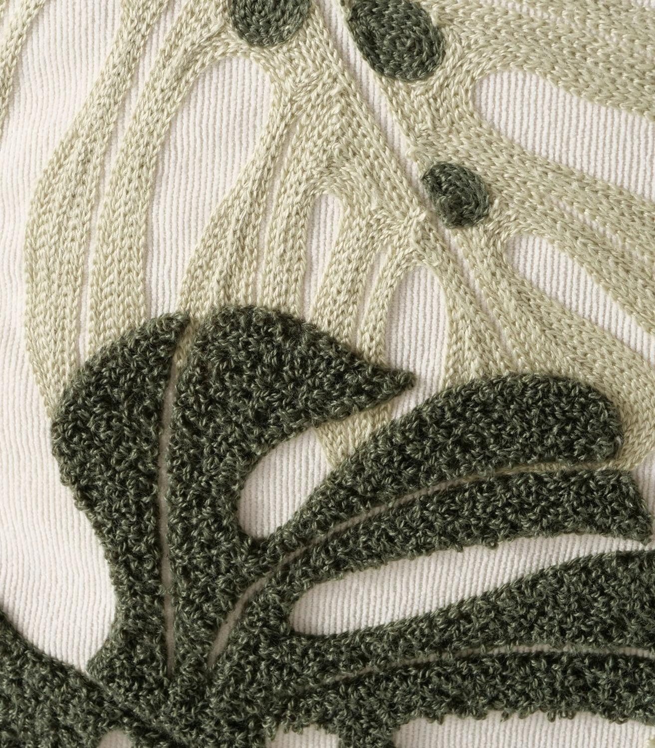 BOLTZE GRUPPE GmbH Dekokissen DUBIA, Cremeweiß, Grün, Polyester, Blättermotiv, Cordoptik, mit Füllung, mit Reißverschluss, 45 x 45 cm