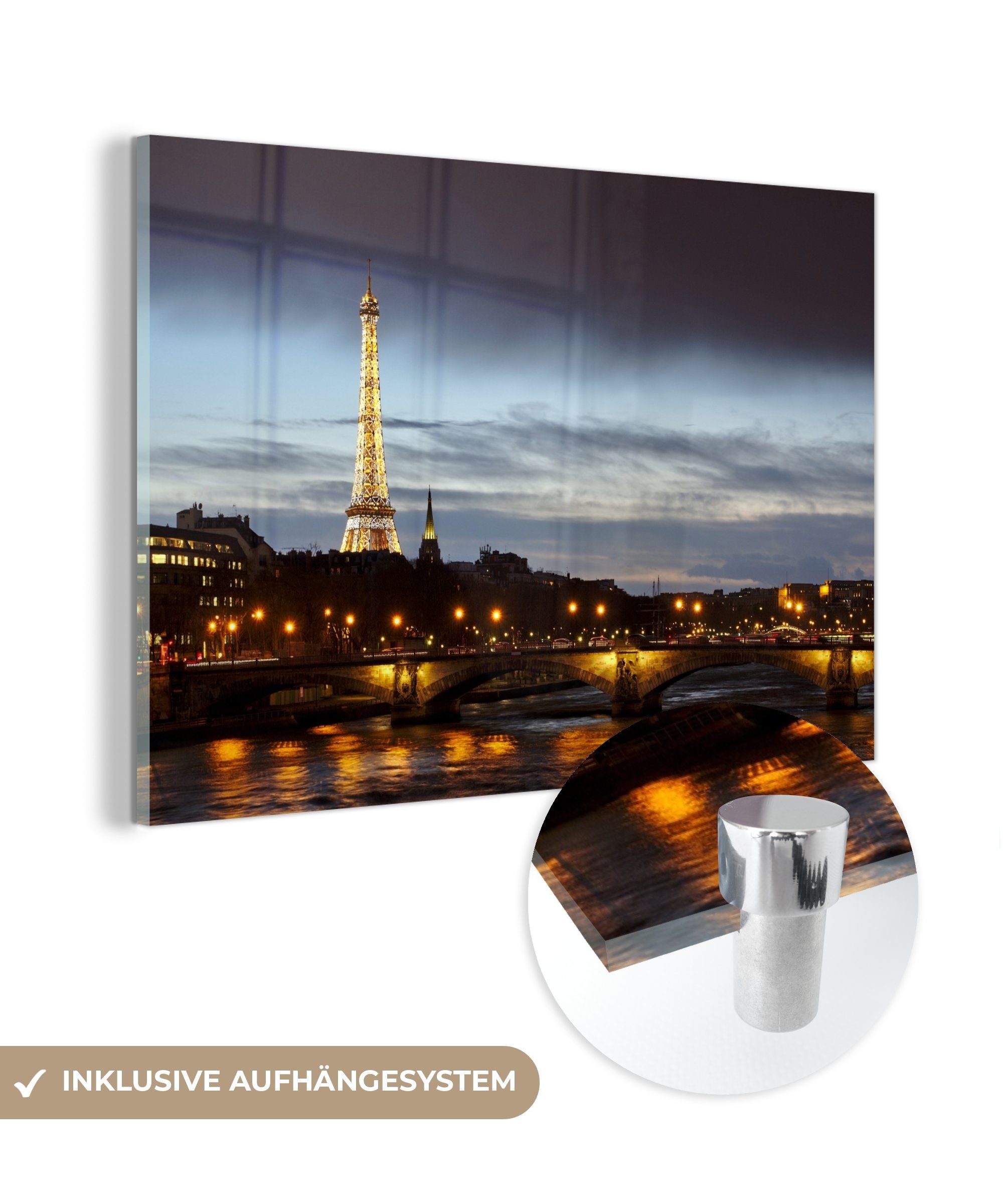 MuchoWow Acrylglasbild Paris - Skyline - Seine, (1 St), Acrylglasbilder Wohnzimmer & Schlafzimmer