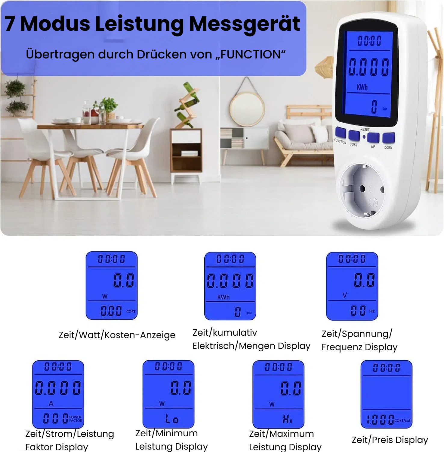 BlingBin Energiekostenmessgerät Stromzähler für Steckdose mit günstig online kaufen