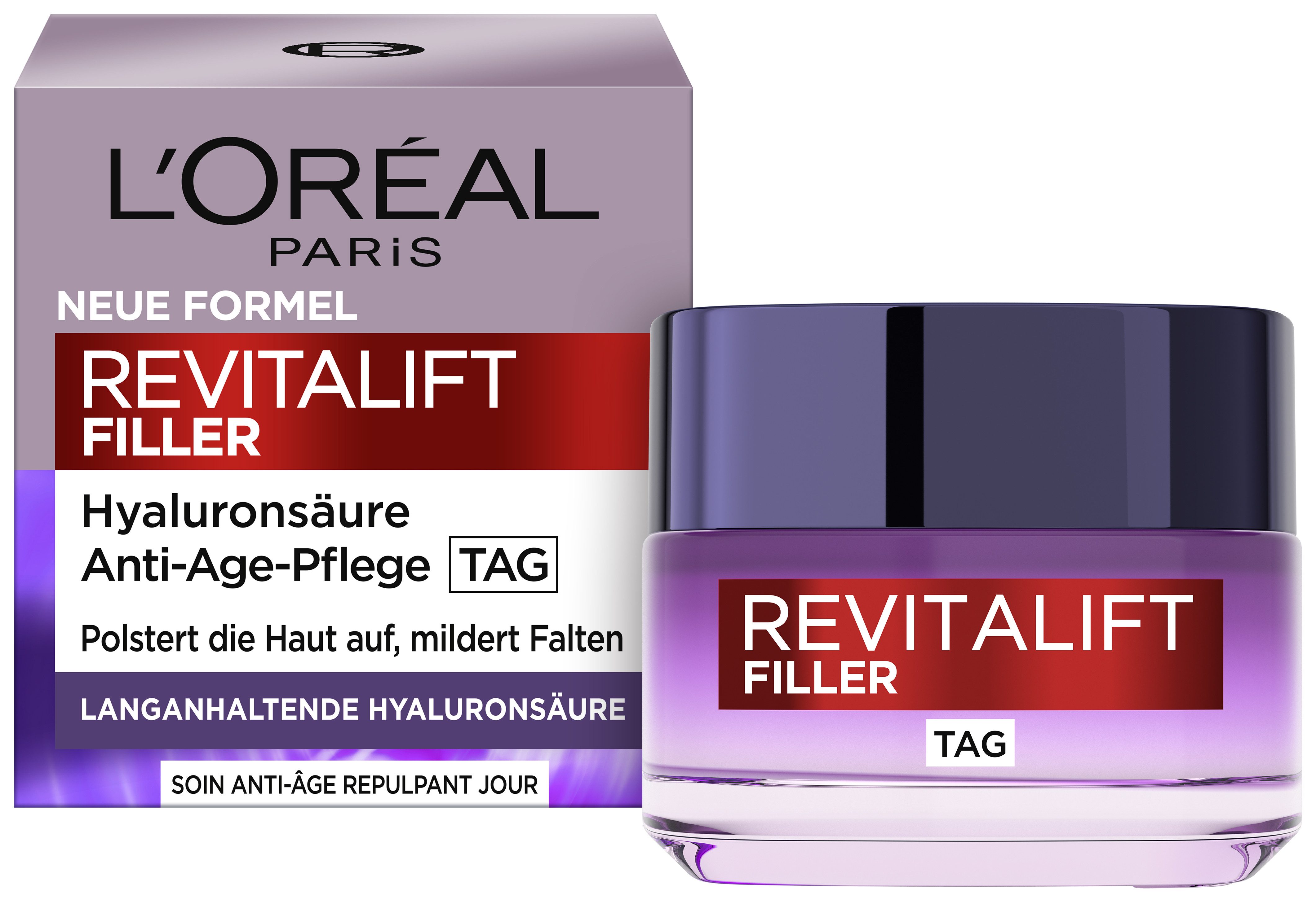 L'ORÉAL PARIS Anti-Aging-Creme REVITALIFT FILLER TAGEPFLEGE, mit hochkonzentrierter Hyaluronsäure