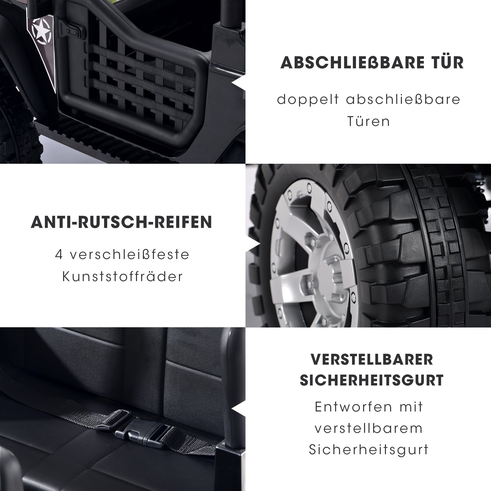 Elektro-Kinderauto, Belastbarkeit 50,00 kg, Kinder Elektroauto mit USB, AUX und Bluetooth inkl. Ferndienung, 2x45W