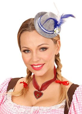 Karneval-Klamotten Kostüm Bayernhut Damen grau blau Edelweiß und Halskette, Accessoires für Oktoberfest