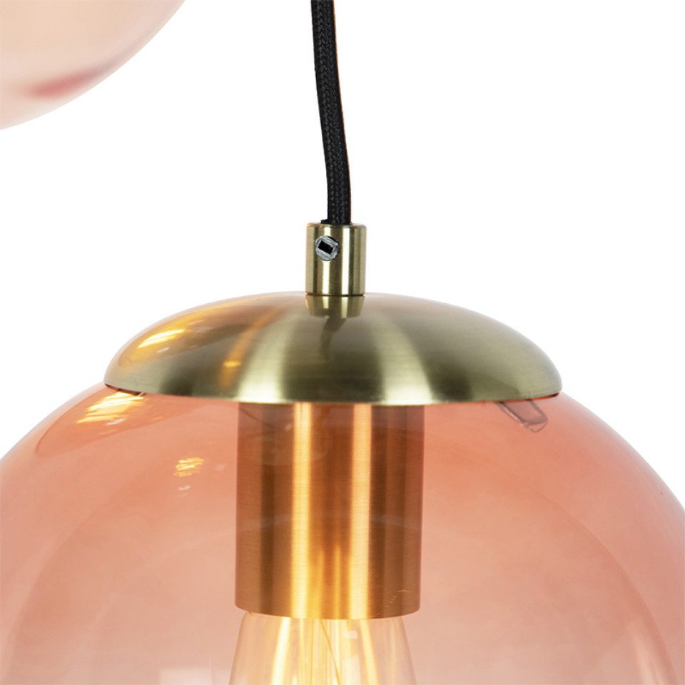 Qazqa Pendelleuchte Pallon, ohne Leuchtmittel, E27, Rosa, Art Deco, Glas, 3 günstig online kaufen
