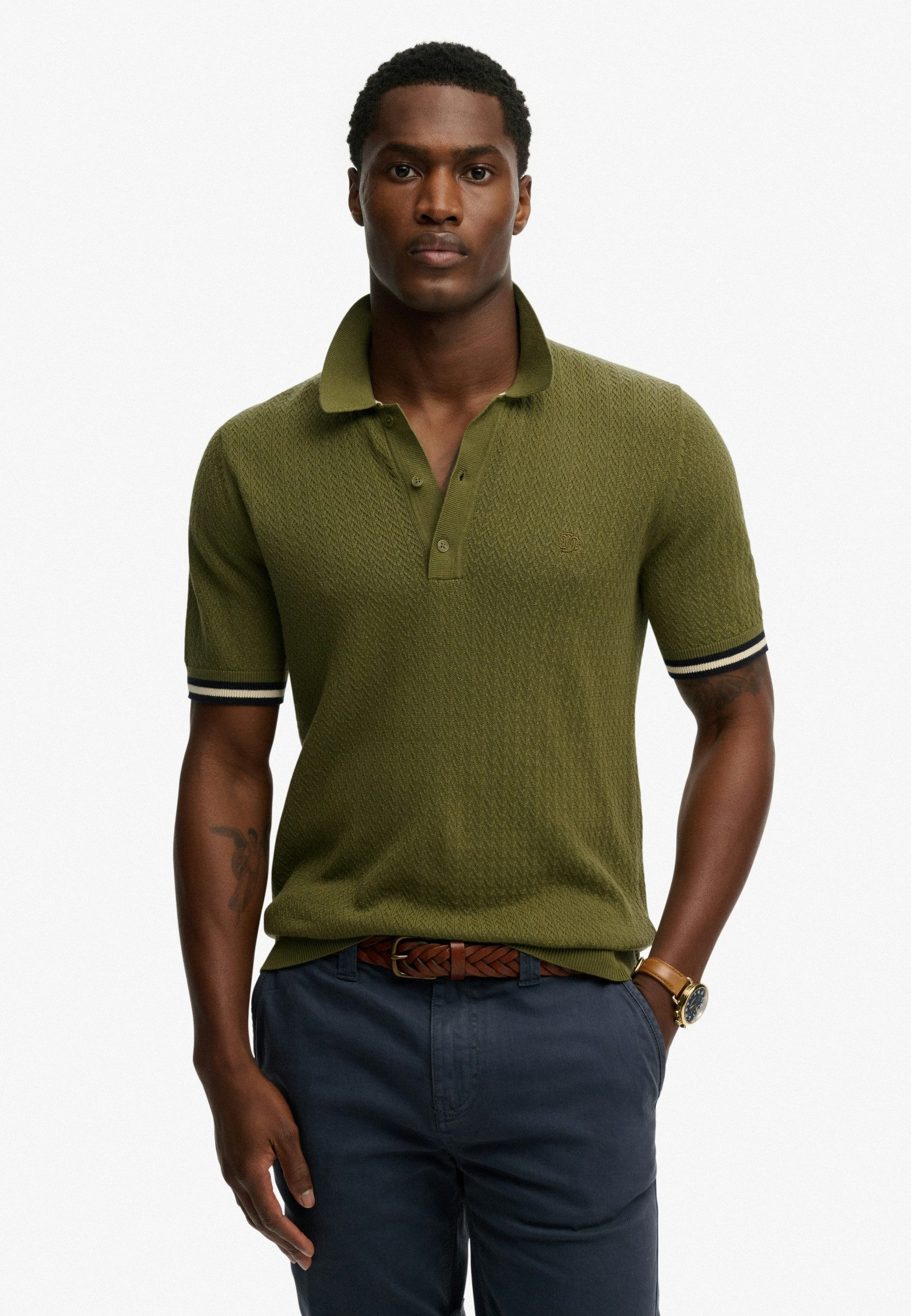 Superdry Poloshirt KNITTED TEXTURE S/S POLO Classic Olive