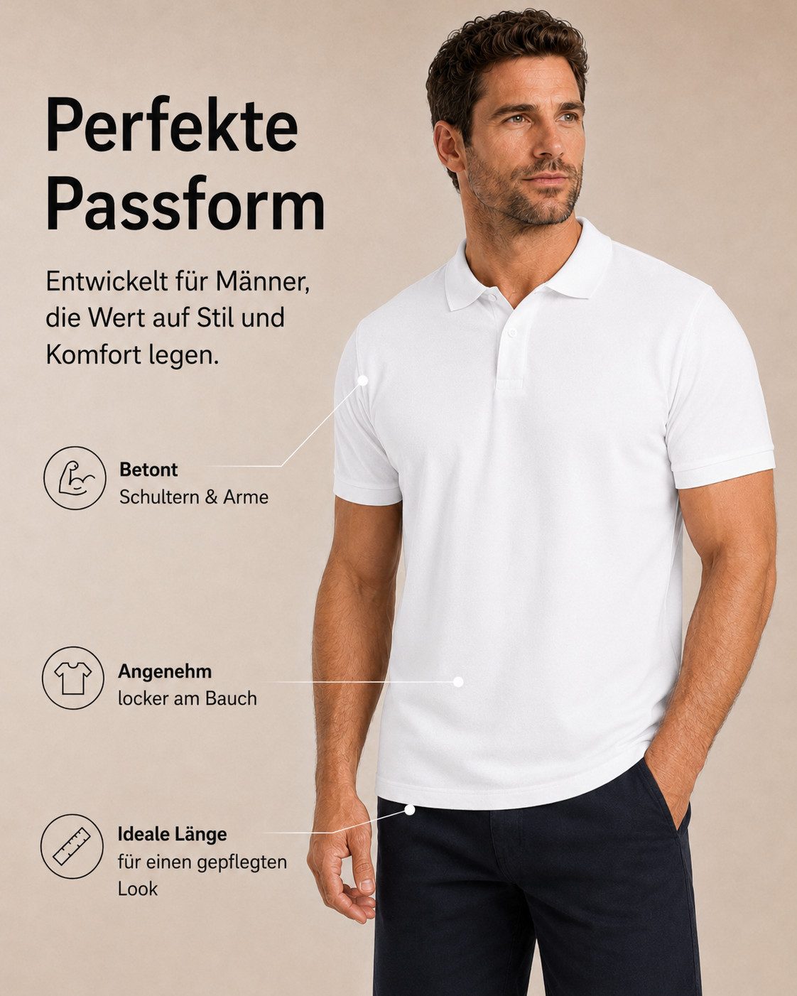Sitztgut Poloshirt Premium Cotton Polo T-Shirt (3-tlg)