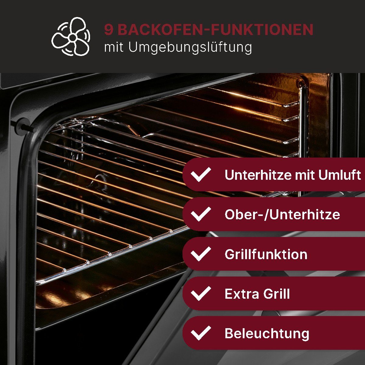 BOMANN Einbaubackofen EBO 7911, mit Heißluft & Umluftgrill, 56L Nutzinhalt