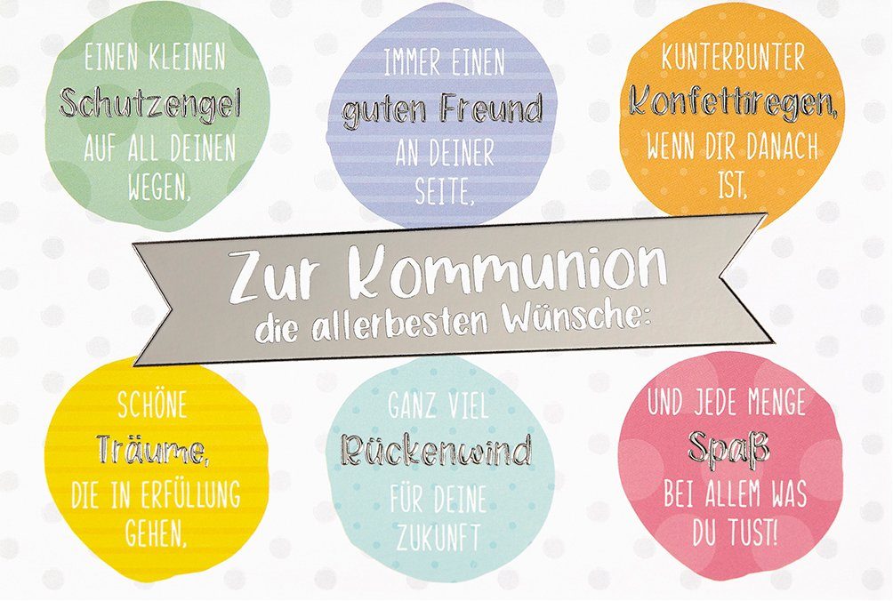 BSB Grußkarten Kommunion - Glückwunschkarte im Format 11,5 x 17 cm mit Briefumschlag