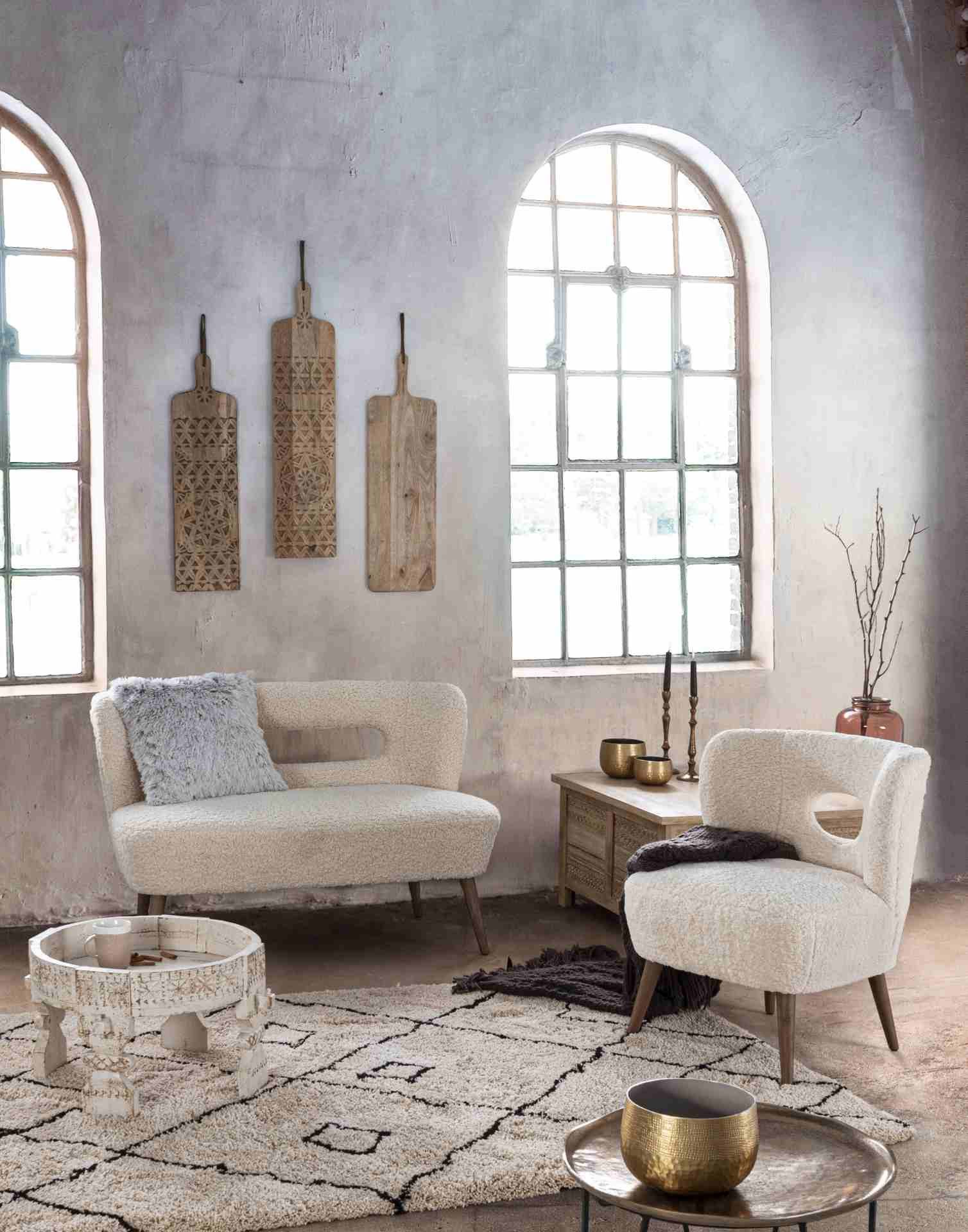 Bizzotto Sofa 2-Sitzer Sofa Cortina aus Teddy Stoff