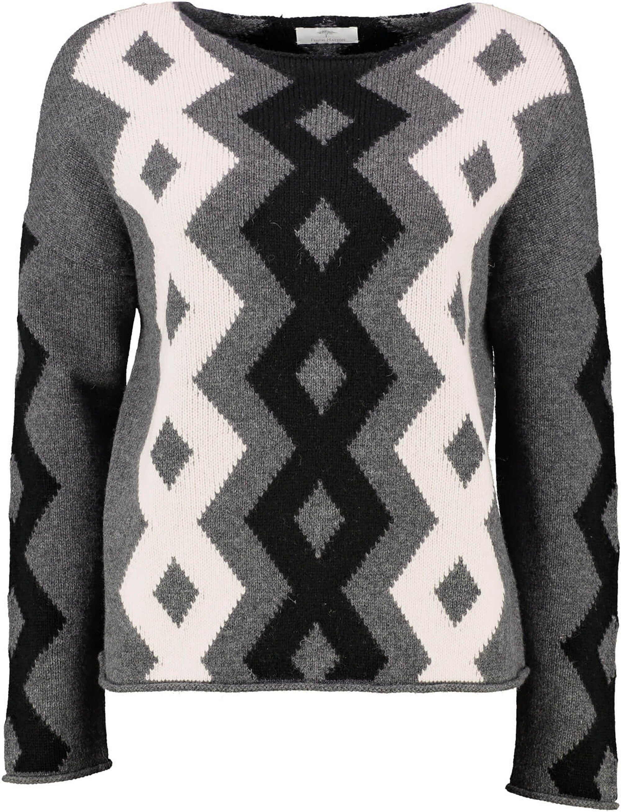 FYNCH-HATTON Strickpullover FYNCH HATTON Pullover grau in hochwertiger  Natur-Qualität