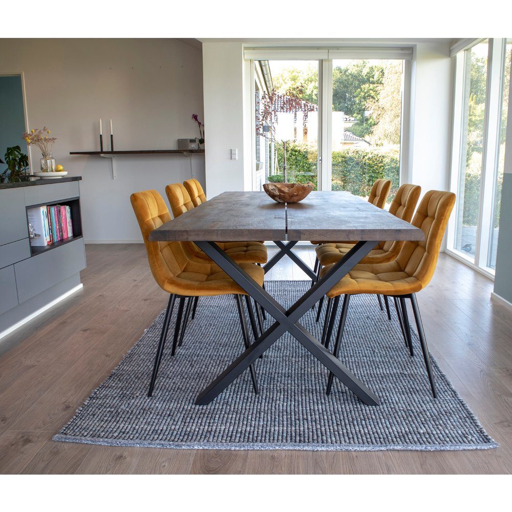 Essgruppe Tony Essgruppe, 1 Esstisch und 6 Stühle gelb