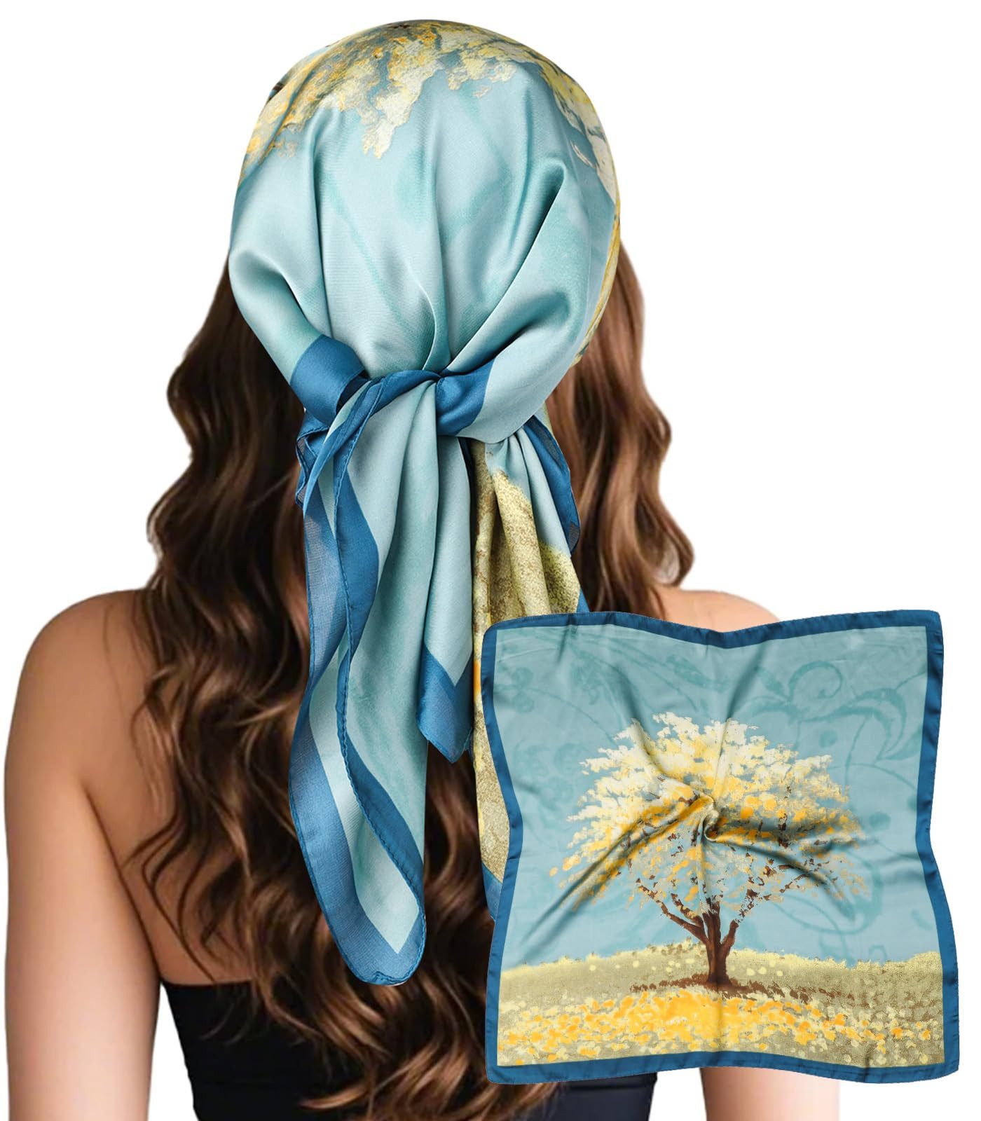 Zaewry Seidentuch Damen Seide Gefühl Schal Halstuch Schal Frauen Scarf Bandana, (1-St), Taschentuch Ansatz Handgelenk