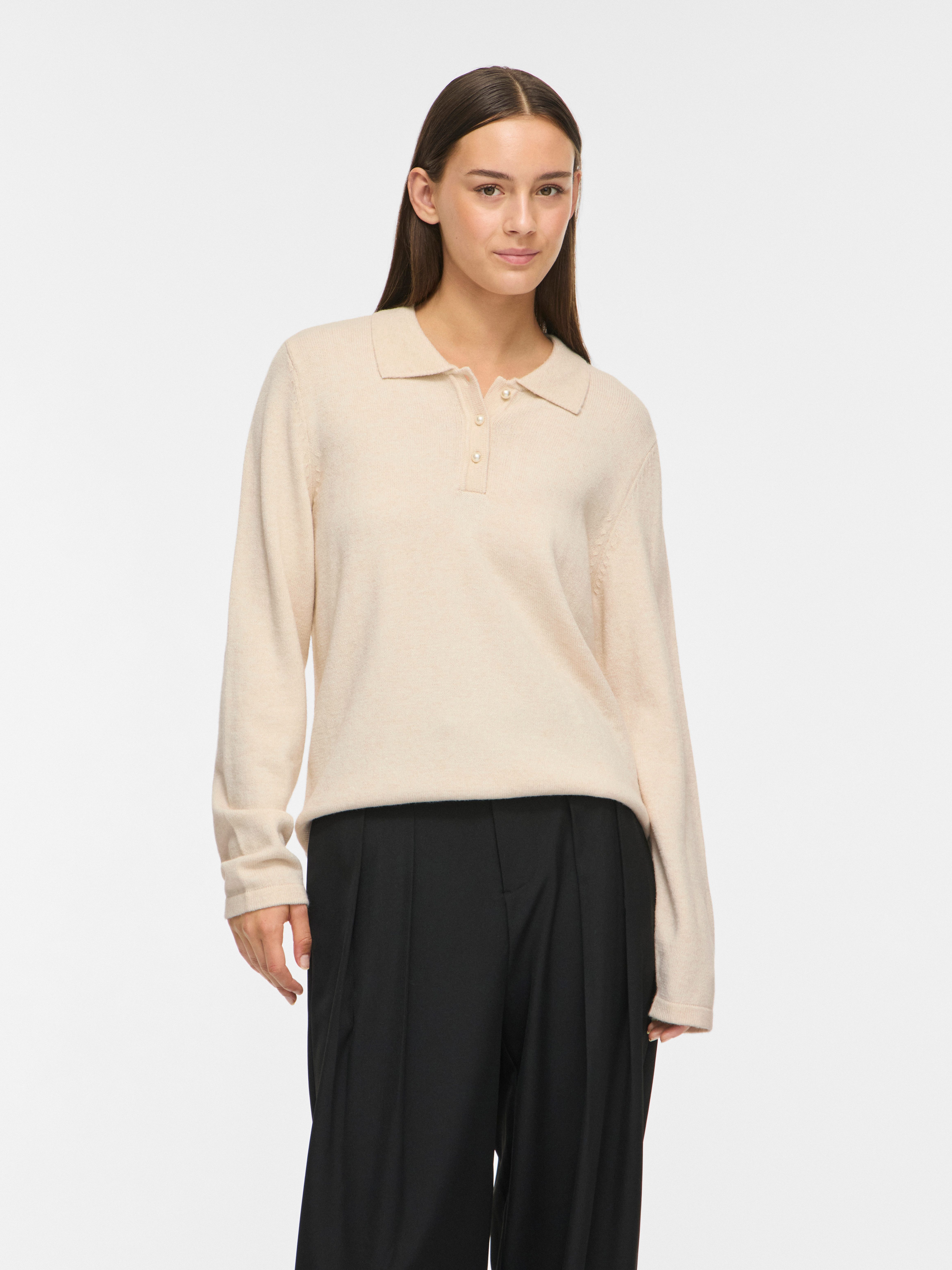 Vila Polokragenpullover VIRIL L/S POLO PULLOVER KNIT - NOOS Materialmix, regular fit