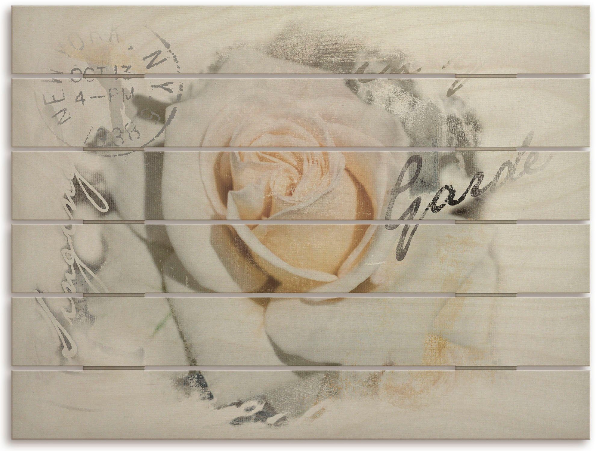 Artland Holzbild In Buchstaben - Rose, Blumenbilder (1 St)