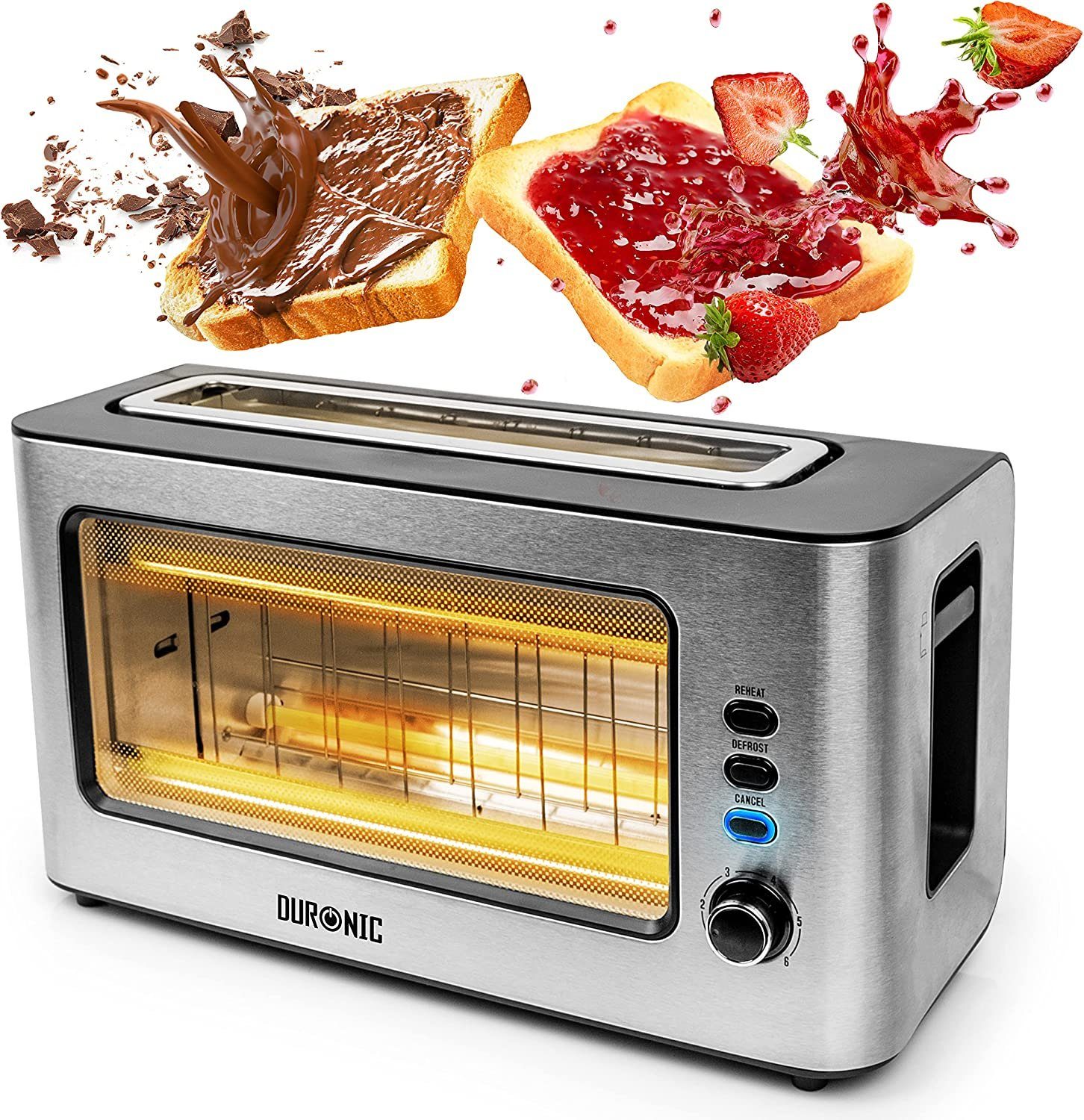 Duronic Toaster, TB10 Toaster mit Glasfenster, Automatik-Toaster für 2 ...