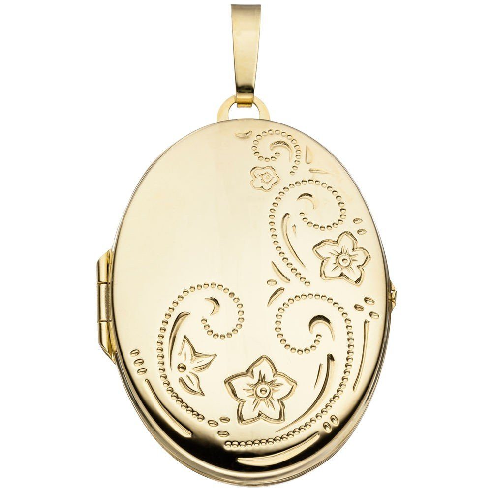 Schmuck Krone Öffnen Muster mit Medaillon für Gelbgold zum 333 333 Gold Kettenanhänger Gold Anhänger Damen