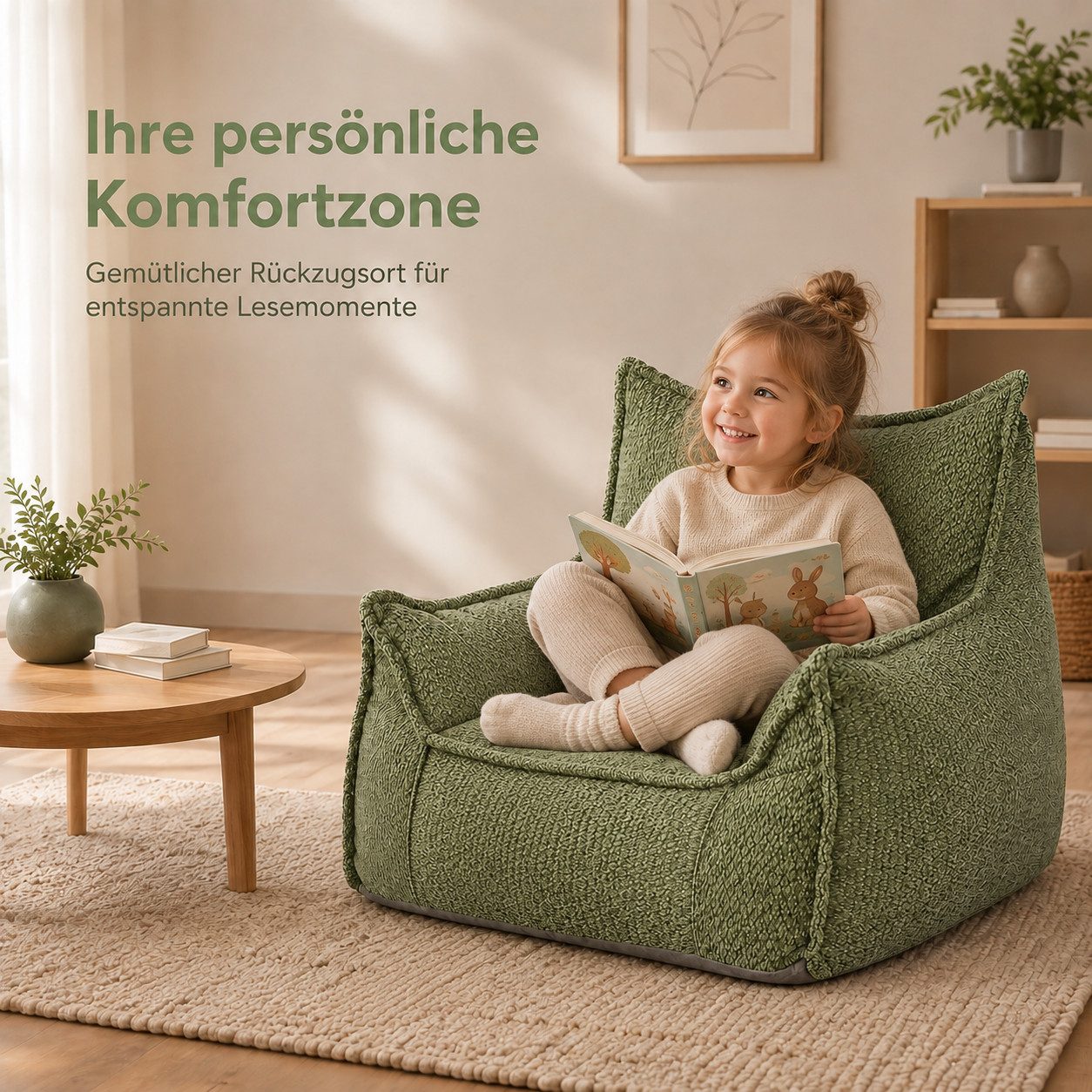 Youyijia Gartenlounge-Sessel Kinder Sitzsack Sessel für Erwachsene, Bodensessel mit Armlehnen – Bild 2 von 5