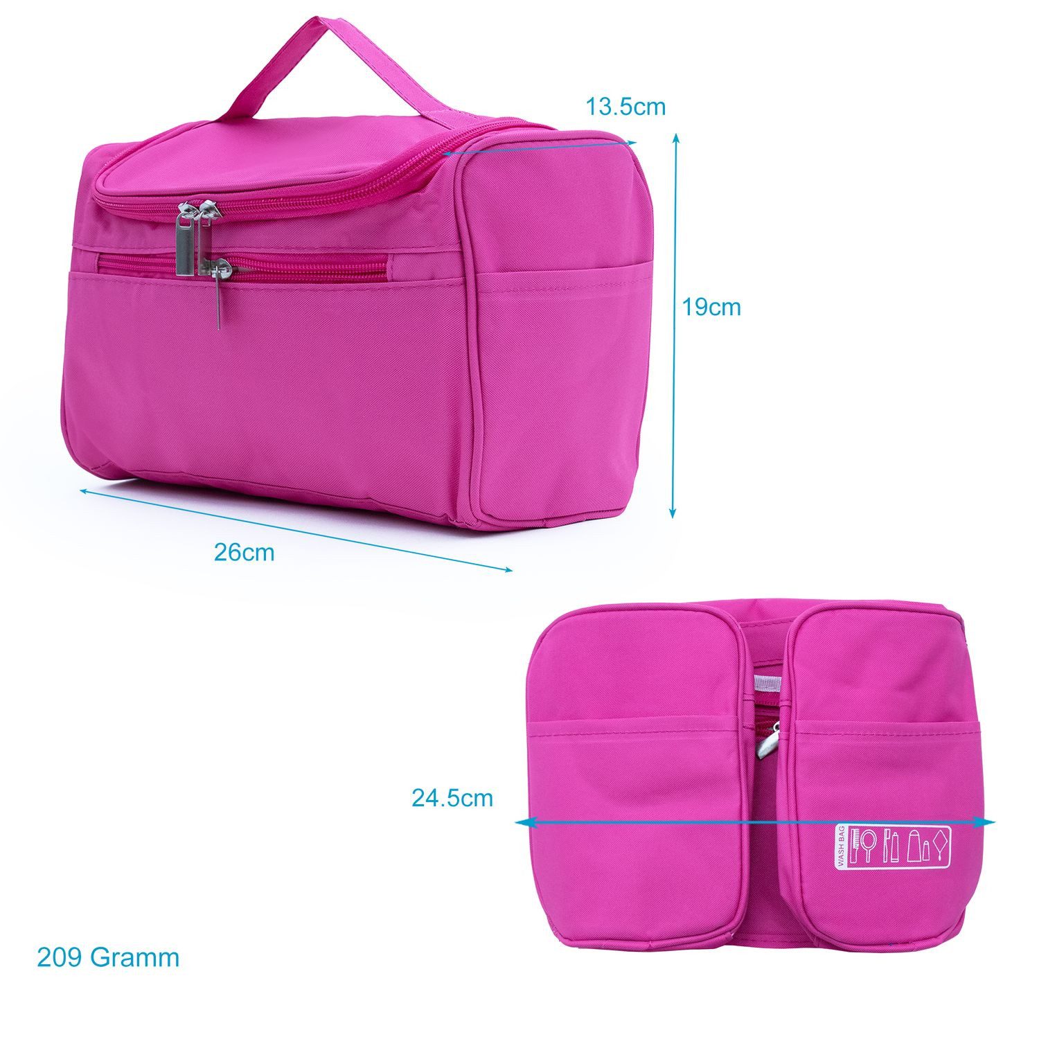 Intirilife Kosmetiktasche (Tragbare Kosmetiktasche in PINK), Koffer Kulturbeutel mit Tragegriff