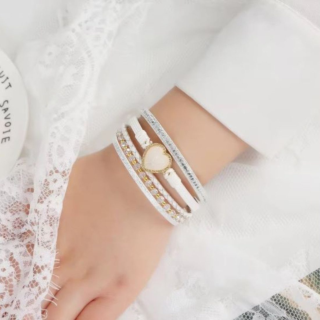 KARMA Lederarmband Damenarmband mit Herz Wickelarmband günstig online kaufen