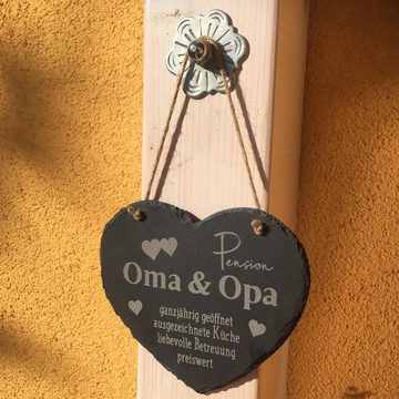 Camolo Wandtafel Schieferherz Pension Oma & Opa, (1-tlg), Mit Aufhängeseil