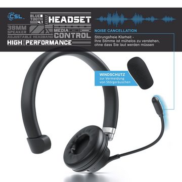 CSL Wireless-Headset (Multipoint; freisprechen; für Auto, LKW, Computer, VoIP, Call Center & Handys, Bluetooth 4.1, Kopfhörer mit flexiblem hochklappbarem Mikrofon, kabellos, leicht)