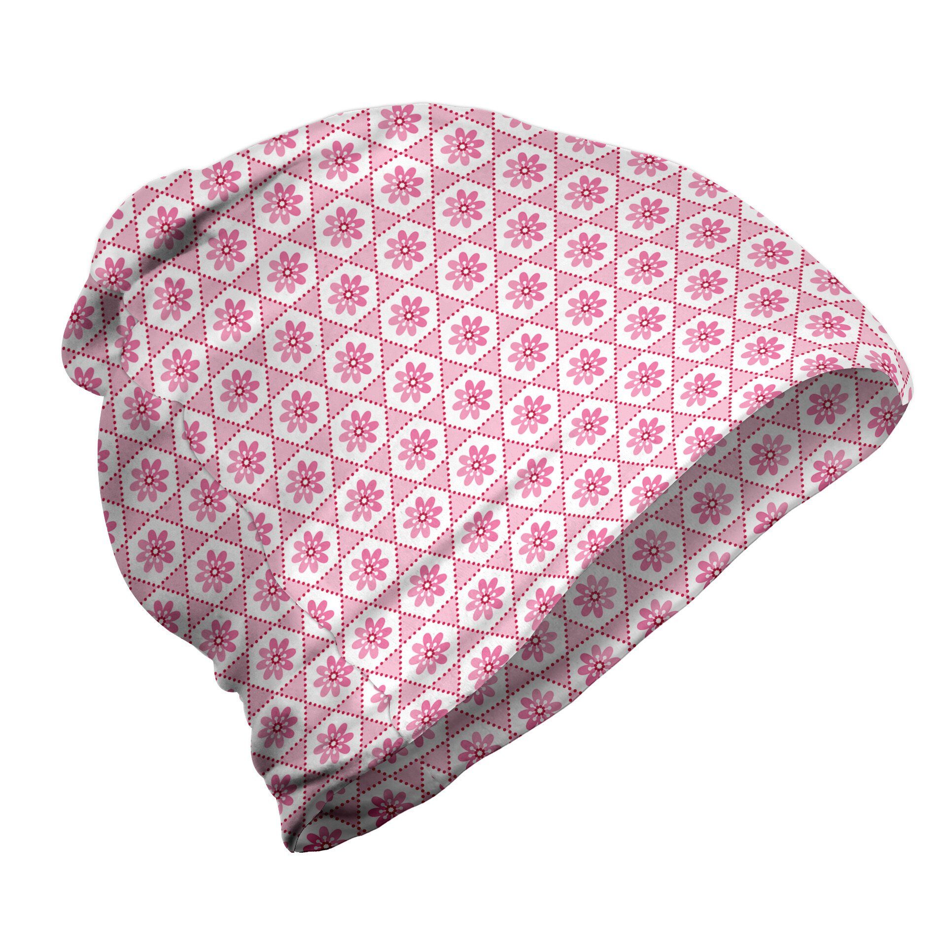 Abakuhaus Beanie Wandern im Freien Blumen Pinkish Blumen in Hexagons | Beanies