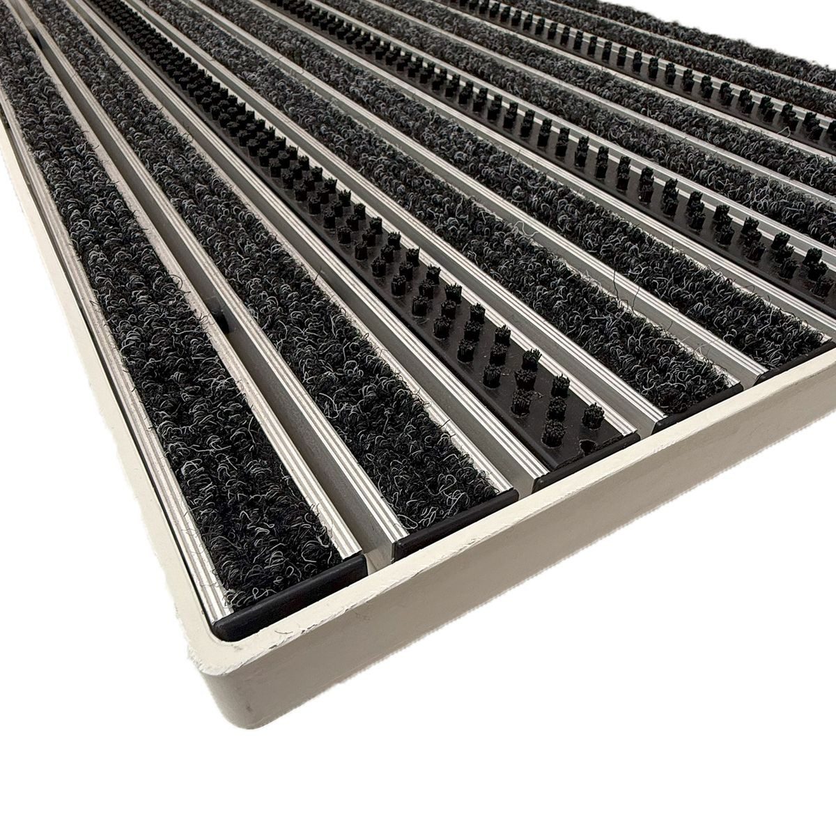 Xanie Fußmatte Fußmatte Rips Bürste 60x40x7cm schwarz mit Bodenwanne