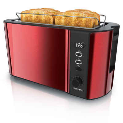 Arendo Toaster, 2 lange Schlitze, für 4 Scheiben, 1500 W, Langschlitz, Brötchenaufsatz, Wärmeisolierendes Gehäuse, Display