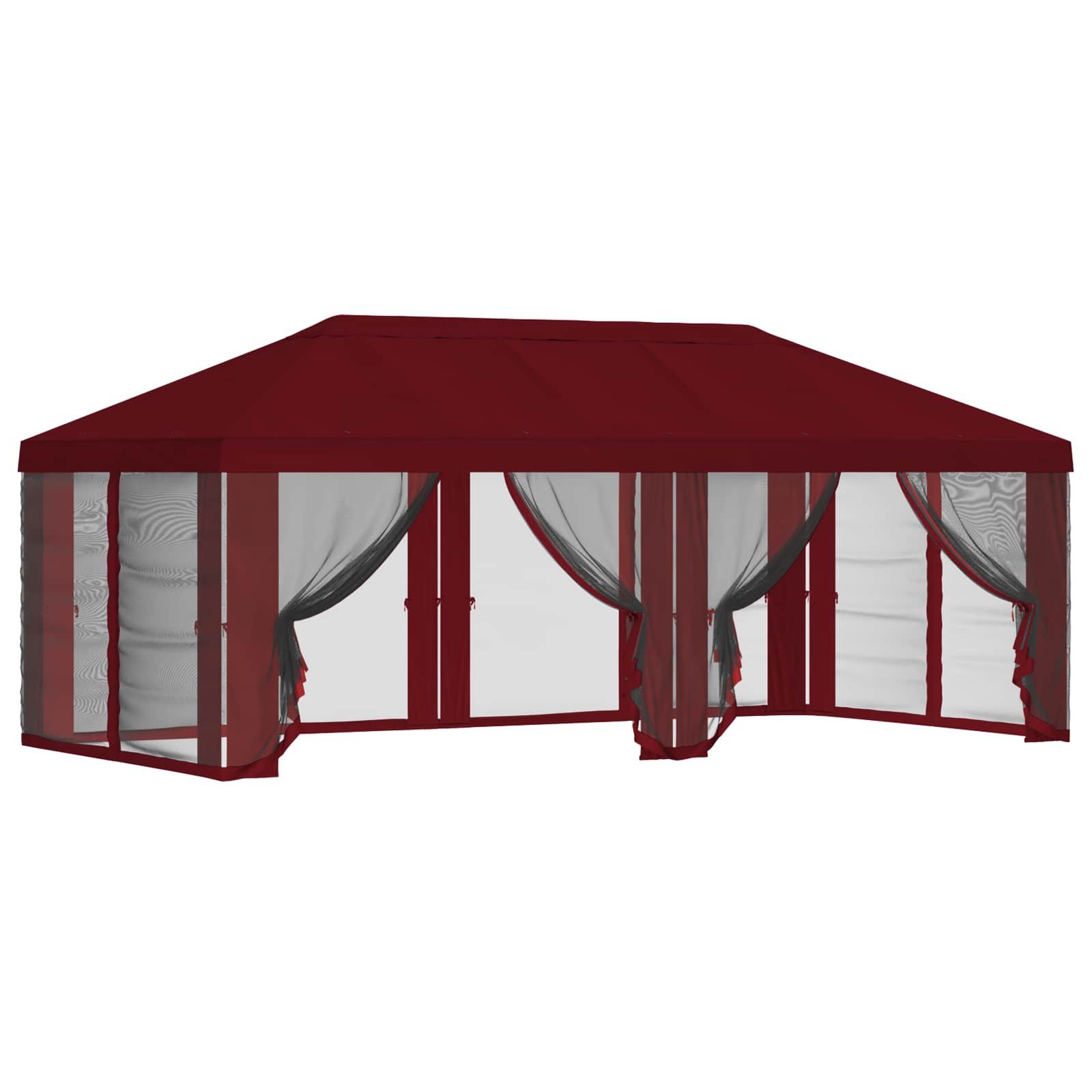 vidaXL Pavillon 6 x 3 m Pavillon Dach mit Seitenwänden 6x3 m Bordeauxrot Polyester