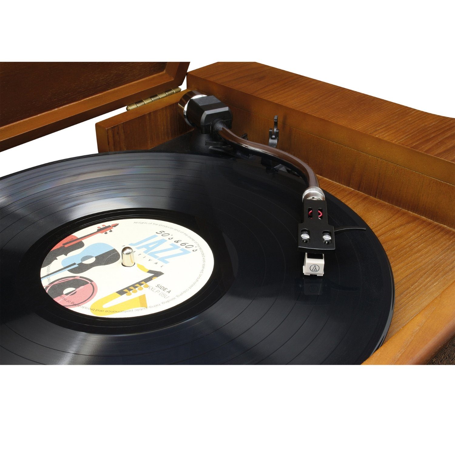 Soundmaster NR566BR Retro Plattenspieler DAB+ CD-Player USB Kassette Bluetooth Multifunktionsspieler (Digitalisieren auf USB MP3, Premium audio-technica Nadel, Nostalgie)