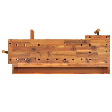 DOTMALL Werkbank Holz Arbeitstisch mit Schubladen Schraubstöcken 124x52x83 cm