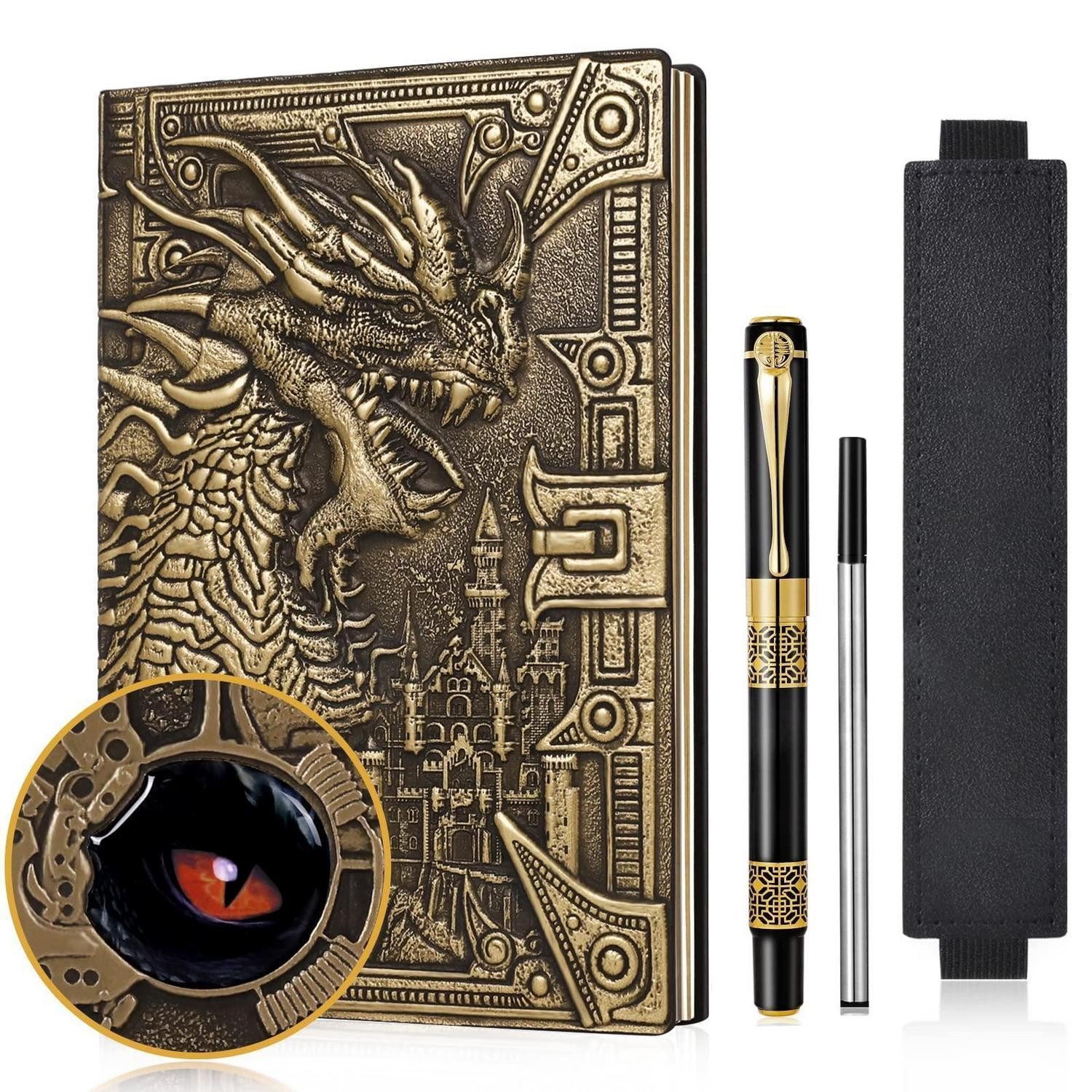 LuxusKollektion Reisetagebuch DND Drachen Notizbuch A5 3D Geprägt in Lederoptik