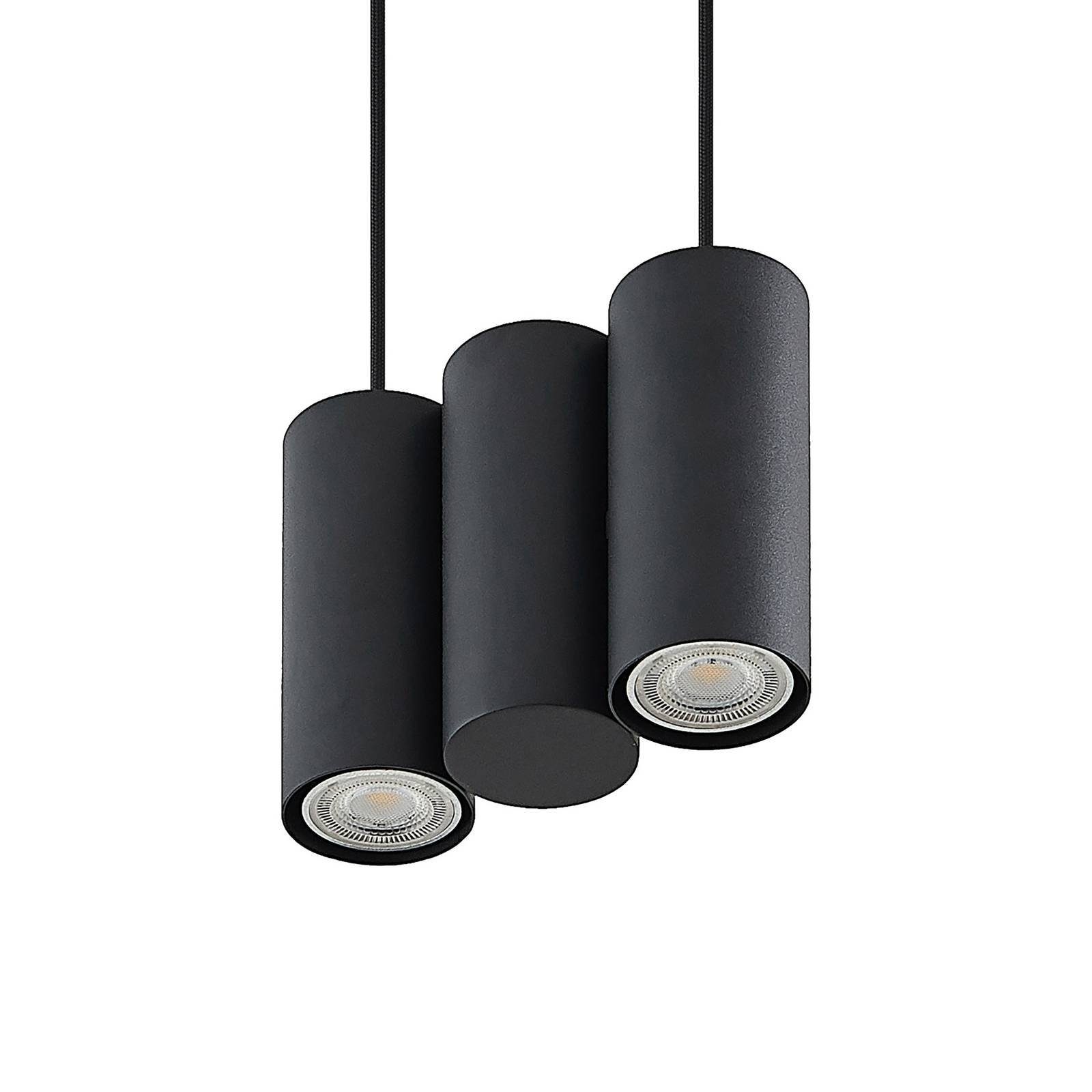 Stahl, Cesur, flammig, inklusive, Modern, 9 Hängeleuchte sandSchwarz, nicht Lucande Deckenlampe Leuchtmittel GU10, dimmbar,