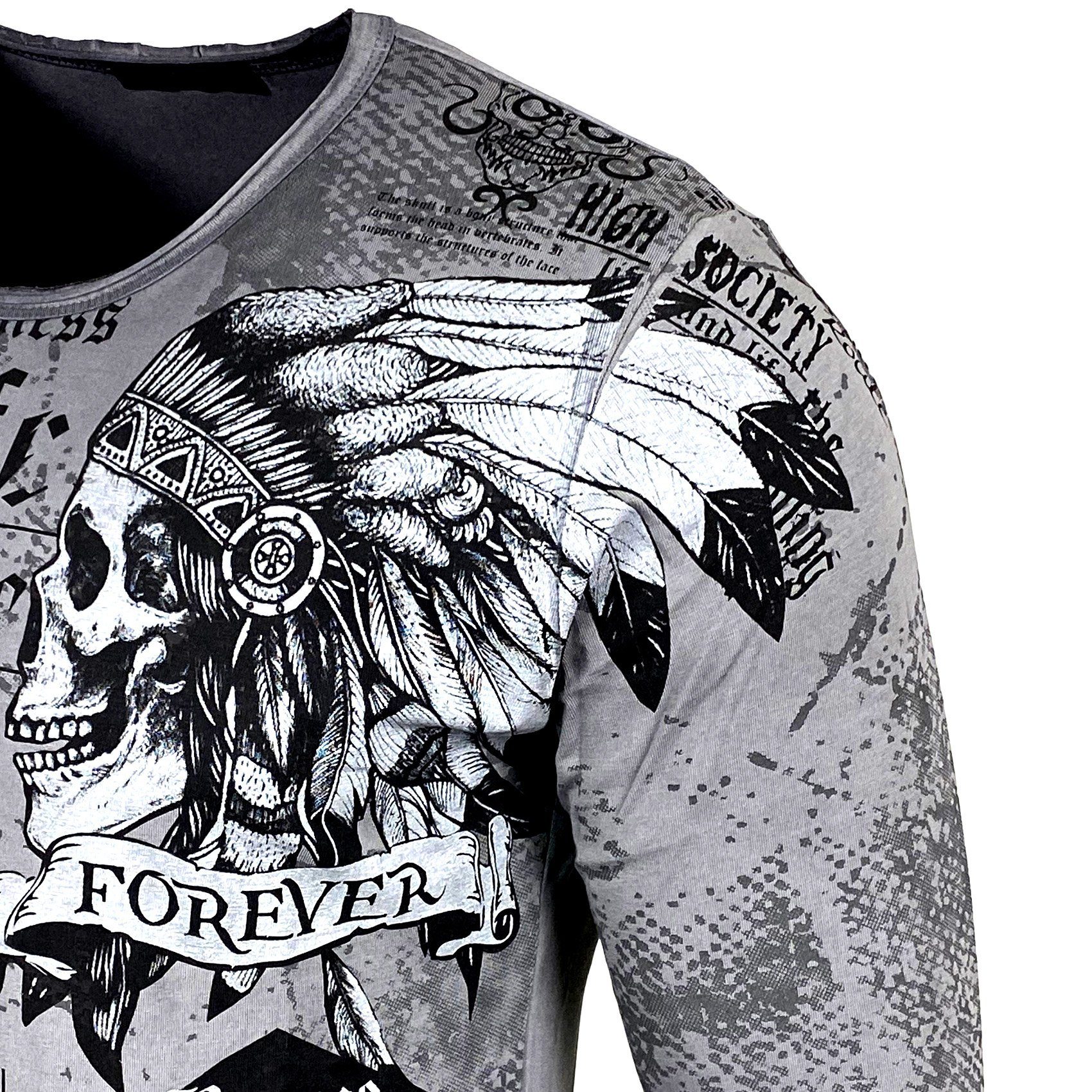 Baxboy Longshirt Baxboy Herren Longsleeve All Over Plakativer Front & Back Print 708