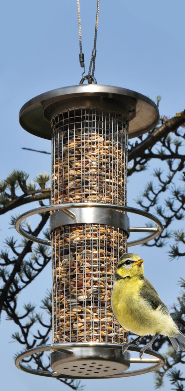 Sitzringen, zum Hängen mit Station 2 Vogelfutterhaus Vogelhaus Edelstahl Futter Spetebo Vogel