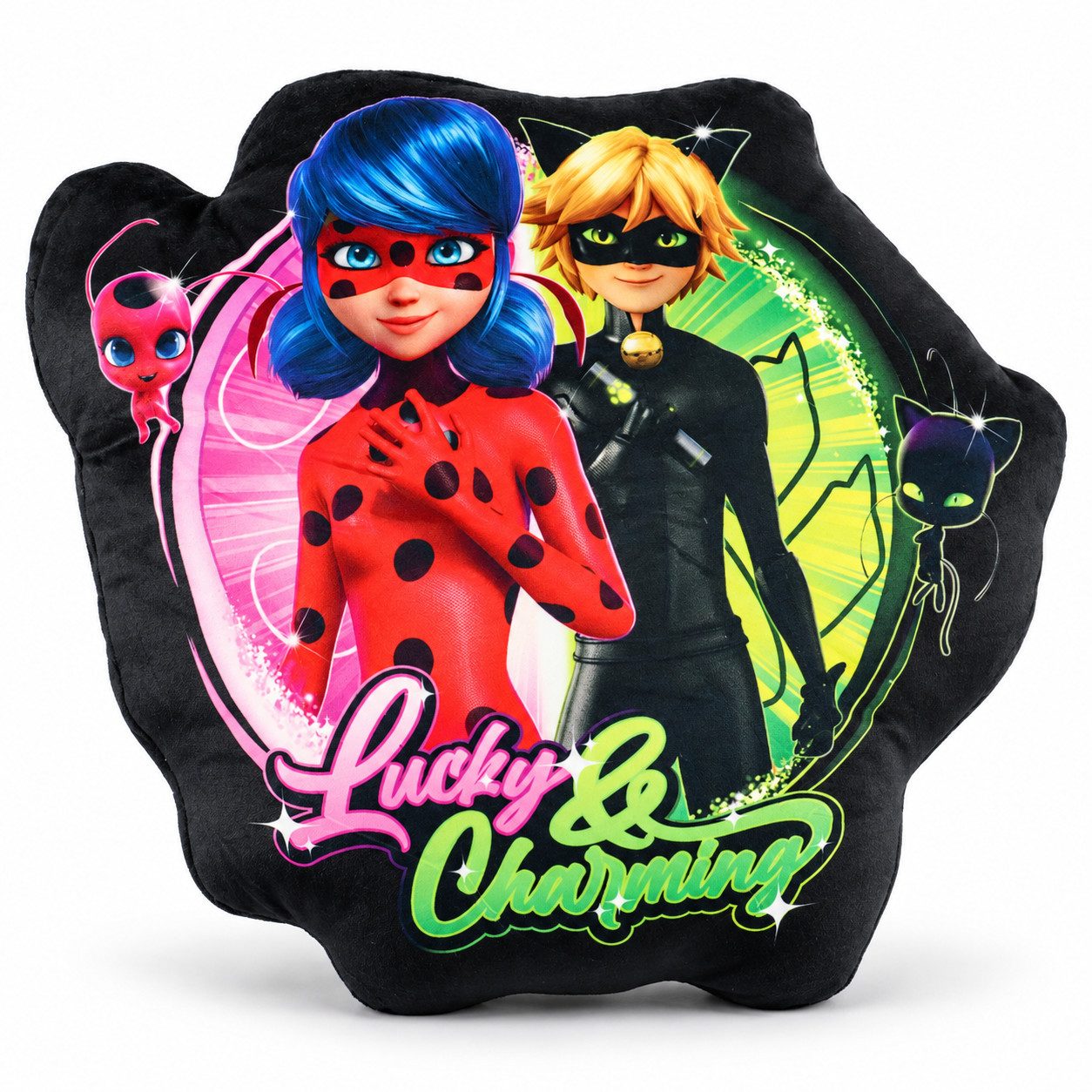 Miraculous - Ladybug Dekokissen Miraculous Ladybug Cat Noir mini Velours Kissen 30x30x7 cm